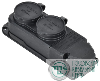 Колодка удлинителя 2-м 16А IP44 с защ. крышкой каучук черн. GENERICA ERK20-016-02-44-K02-G