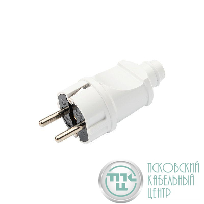 Вилка Евро прямая 16А с заземл. усиленная бел. Rexant 11-8948