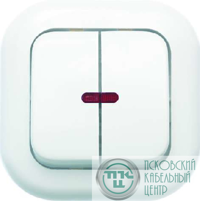 Выключатель 2-кл. СП Валентина 10А IP20 С56-175 с индикацией бел. Кунцево 7649