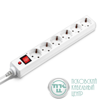 Удлинитель с сетевым фильтром 6х1.8м с заземл. 10А IP20 600SH-1.8-W 2.2кВт CCA бел. BURO 992246