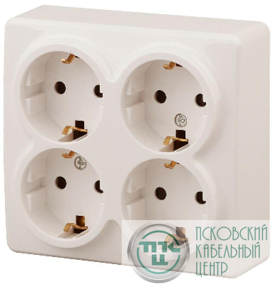 Розетка ОП 11-2211-02 4х2P+E Schuko защ. шторки 16АХ-250В Эксперт сл. кость ЭРА Б0020710