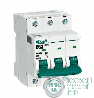 Выключатель автоматический модульный 3п C 63А ВА103 DEKraft 12311DEK