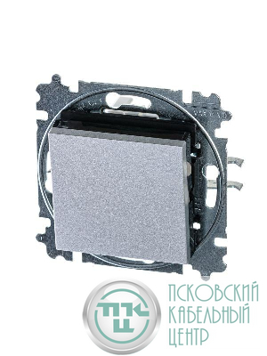 Выключатель кнопочный 1-кл. СП Levit IP20 серебр./дым. черн. ABB 2CHH599145A6070