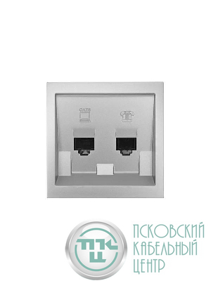 Розетка компьютер+телефон СП ZIMA IP20 с модулем Cat 6 сер. матов. LEZARD 704-7488-144