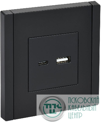 Розетка USB A+C 3.1А FORTE&PIANO FP150 черн. IEK FP-U22-D31-K02