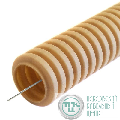 Труба гофрированная ПП легкая d25мм с протяжкой 350 Н негорюч. (НГ) стойкая к УФ сосна (уп.50м) Промрукав PR02.01191