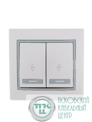 Переключатель проходной 2-кл. СП Mira 10А с сер. вставкой бел. LEZARD 701-0215-106