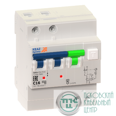 Выключатель автоматический дифференциального тока 2п C 10А 30мА тип A 6кА OptiDin VD63 УХЛ4 КЭАЗ 103452
