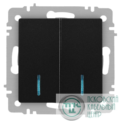 Выключатель 2-кл. СП Accent 6-105-05 10А IP20 250В с подсветкой AL/CU антрацит Intro Б0063516