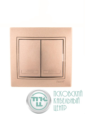 Выключатель 2-кл. СП Mira 10А IP20 со вставкой свет. корич. перламутр. LEZARD 701-3131-101