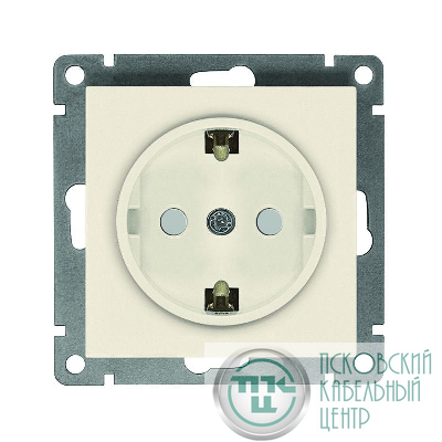 Розетка 1-м СП Афина 16А IP20 с заземл. защ. шторки механизм сл. кость (ivory) Universal A0049-I