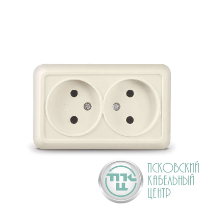 Розетка 2-м ОП Олимп 16А IP20 без заземл. сл. кость UNIVersal Б-О0102