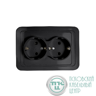 Розетка 2-м CLASSICO с заземл. 2128B черн. IN HOME 4690612061122