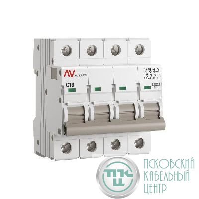 Выключатель автоматический модульный 4п C 16А 6кА AV-6 AVERES EKF mcb6-4-16C-av