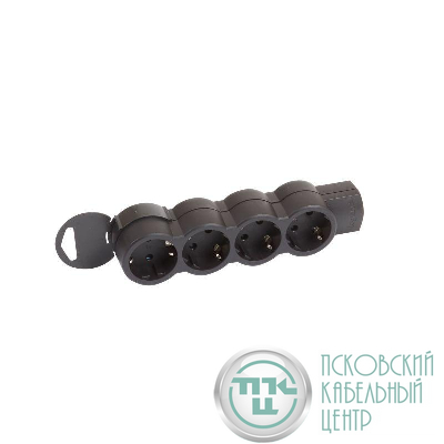 Колодка удлинителя 4х2К+З без кабеля ''Стандарт'' черн. Leg 695033