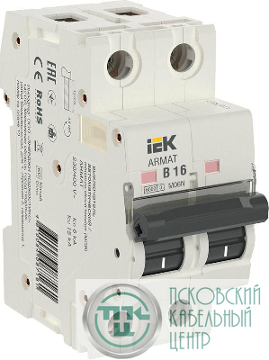 Выключатель автоматический модульный 2п B 16А M06N ARMAT IEK AR-M06N-2-B016