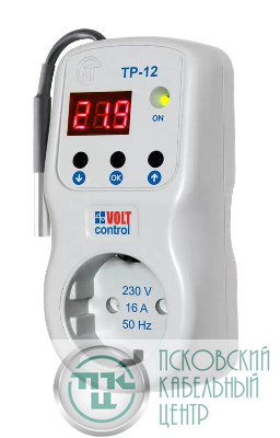 Терморегулятор в розетку ТР-12-3 с функцией реле напряжения 16А датчик сверху 10см НовАтек-Электро 3425606120-3