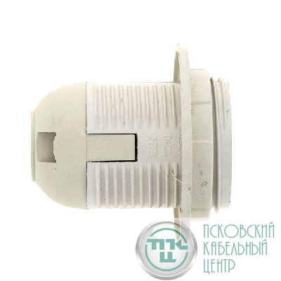 Патрон E27 пластик. с кольцом термостойкий пластик бел. EKF LHP-E27-r