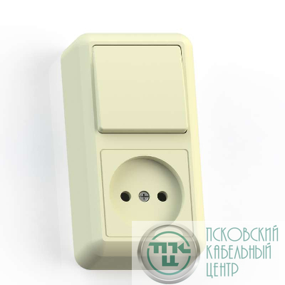 Блок ОП Оптима БКВР-427 (1-м розетка + 1-кл. выкл.) сл. кость Кунцево 8082