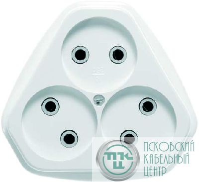 Розетка 3-м ОП РА10-387 10А IP20 бел. Кунцево 5920