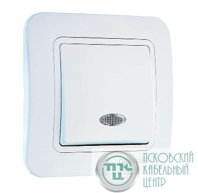 Выключатель 1-кл. СП Lillium 10А IP20 с подсветкой бел./бел. Makel 70021