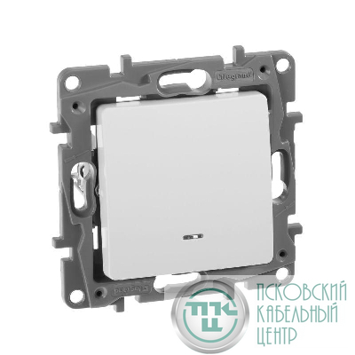 Выключатель 1-кл. СП Etika 10А IP20 250В 10AX с подсветкой/индикацией безвинтов. зажимы механизм бел. IEK 672203