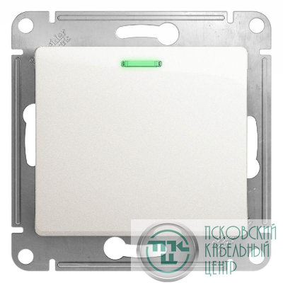 Переключатель проходной 1-кл. СП Glossa 10А IP20 (сх. 6а) 10AX с подсветкой механизм перламутр. SE GSL000663