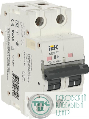Выключатель автоматический модульный 2п B 6А M06N ARMAT IEK AR-M06N-2-B006