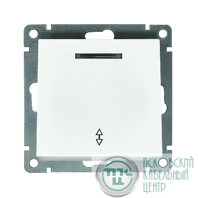 Переключатель проходной 1-кл. СП Афина 10А IP20 с подсветкой механизм бел. Universal A0125