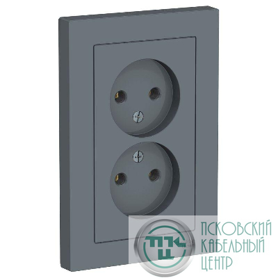 Розетка 2-м СП AtlasDesign 16А IP20 без заземл. в сборе грифель SE ATN000720