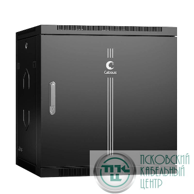 Шкаф телекоммуникационный настенный разобранный SH-05F-12U60/35m-R-BK 19дюйм 12U 600х350х635мм дверь метал. черн. (RAL 9004) Cabeus 10757c