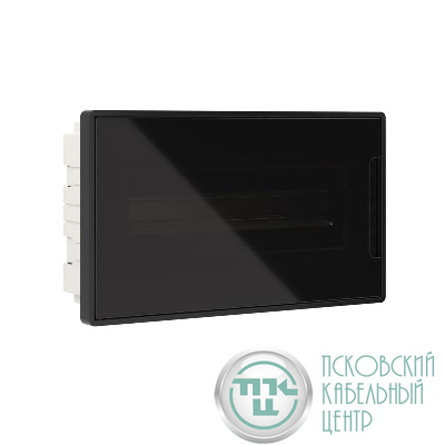 Щиток встраиваемый Фрейм (FRAME) ЩРв-п-18 18мод. с тонированной дверцей с 2 шинами PEN на 8 и 10 отверст. черн. DKC F18B1BD