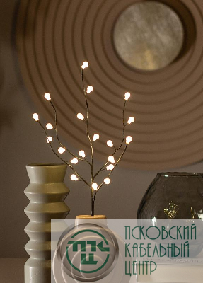 Ветвь иммитация 45см черн. шар. 20LED 2хАА (не в компл.) КОСМОС KOC_INT-B123