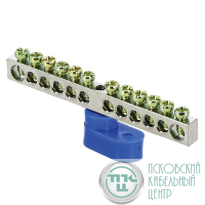 Шина нулевая N 6х9 12 отверст. цинк син. угловой изолятор PROxima EKF sn1-63-12-1