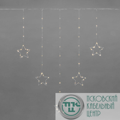 Гирлянда светодиодный занавес из росы с фигурами звезд IP20 USB + пульт управления тепл. бел. Neon-Night 315-846