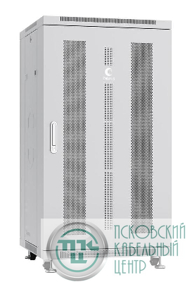 Шкаф монтажный телекоммуникационный напольн. ND-05C-22U60/100 19дюйм 22U 600х1000х1166мм для распределит. и серверн. оборудования; передн. и задн. перфорир. двери ручка с замком RAL 7035 сер. Cabeus 7200c