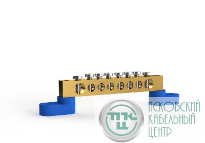 Шина нулевая 6х9мм 8 отвер. латунь У2-С на двух угловых изоляторах TOKOV ELECTRIC TKE-BSB-69-8-L2/N