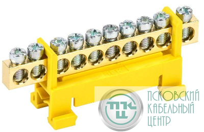 Шина PE "земля" на DIN-изол. "Стойка" ШНИ 6х9-10-С-Ж IEK YNN10-69-10P-K05