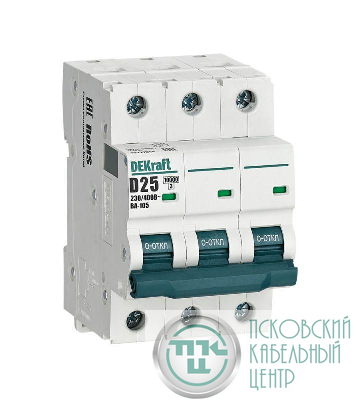 Выключатель автоматический модульный 3п D 25А 10кА ВА-105 DEKraft 13227DEK