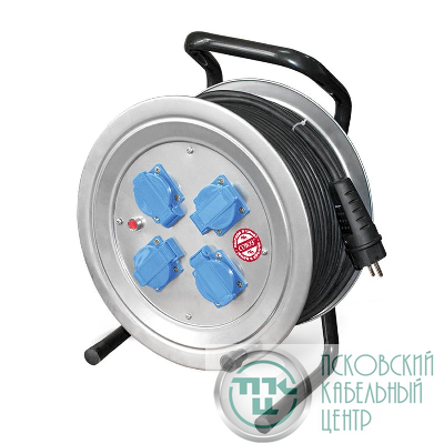 Удлинитель на метал. катушке 4х50м с заземл. 16А IP44 4кВт КГ с защ. крышкой Союз 481S-4005.