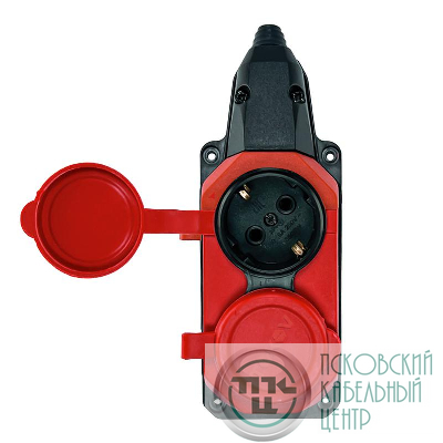 Колодка удлинителя 2-м с заземл. 16А IP44 каучук красн. TOKOV TKE-C13-KK2-Z