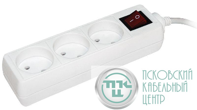 Удлинитель 3х3м без заземл. 10А IP20 УЗК 2P 250В ПВС 2х0.75 с выкл. IEK WYP10-06-03-03-K-N
