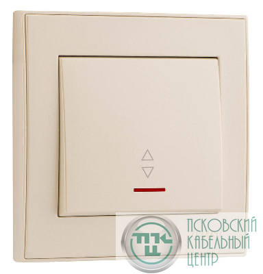 Переключатель проходной 1-кл. СП Rain 10А IP20 с подсветкой жемчуж./бел. метал. LEZARD 703-3030-114