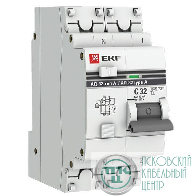 Выключатель автоматический дифференциального тока 2п (1P+N) 32А 30мА тип A АД-32 PROxima EKF DA32-32-30-a-pro
