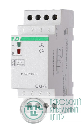 Реле контроля наличия асимметрии и чередования фаз CKF-B монтаж на DIN-рейке 35мм; задержка отключения 3-5с; 3х230В+N 2А 1Z F&F EA04.002.002