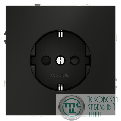 Розетка 1-м СП S70 16А с заземл. защ. шторки механизм черн. матов. Voltum VLS040208