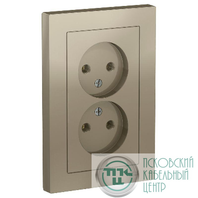 Розетка 2-м СП AtlasDesign 16А IP20 без заземл. в сборе шампань SE ATN000520