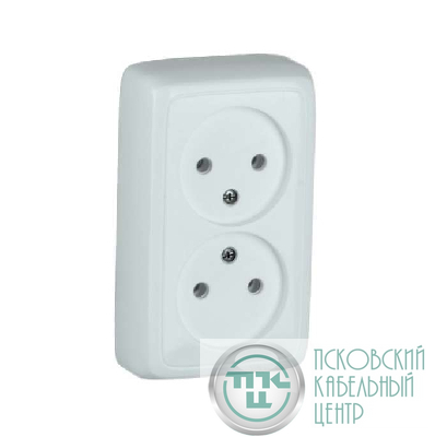 Розетка 2-м ОП Альфа 16А IP20 защ. шторки с изолир. пластиной бел. HEGEL РА16-144