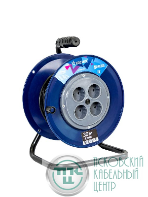 Удлинитель на катушке 4х30м 6А IP20 1.3кВт ПВС 2х0.75 КОСМОС YKKsm30m-4g(6A)