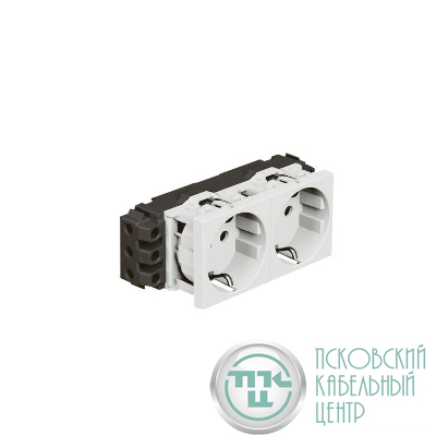 Механизм розетки 2-м СП Mosaic New 4мод. защ. шторки бел. Leg 077602